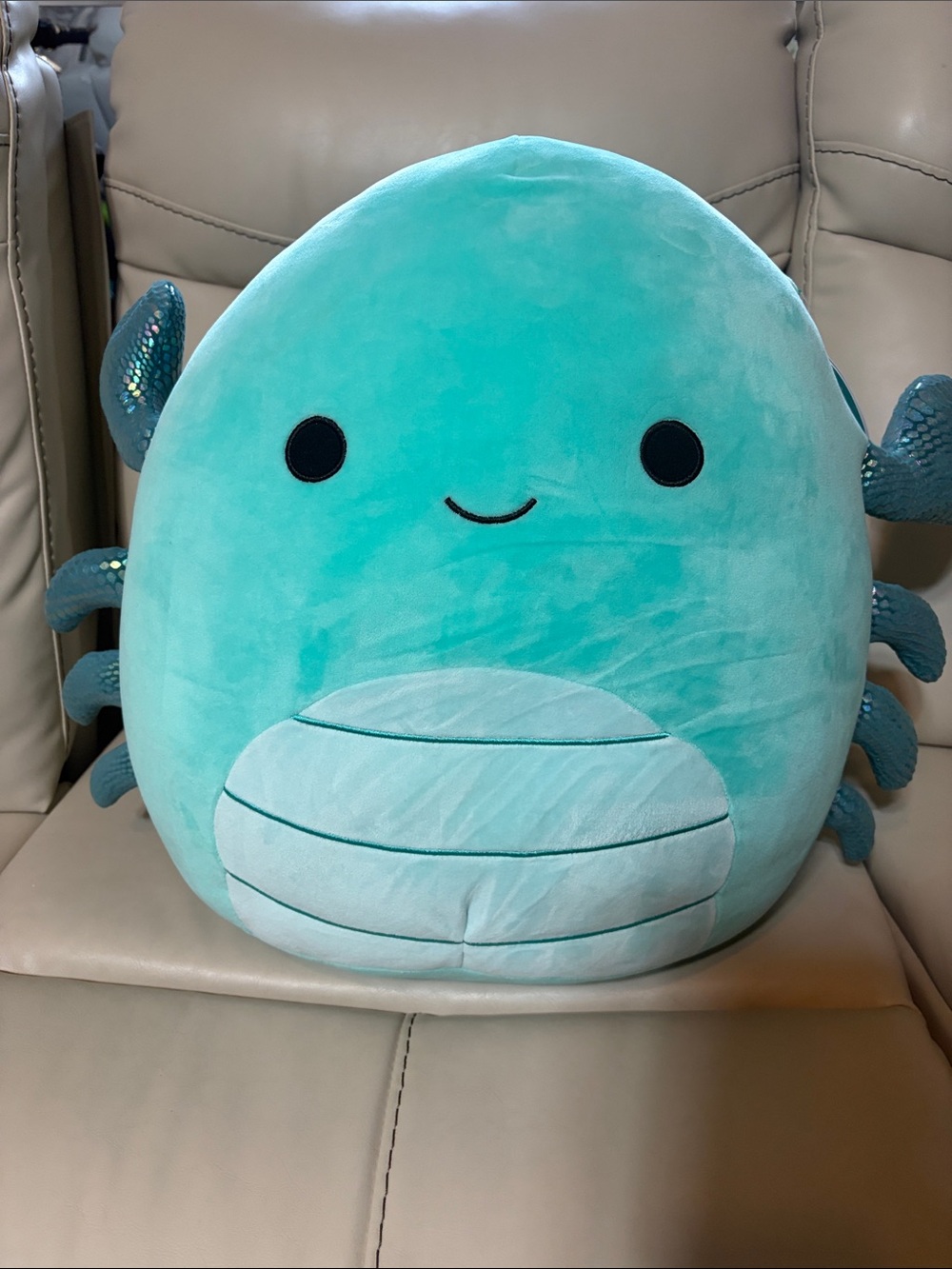 Squishmallows Carpio, Plush Crab Accent Pillow with Smiling Face